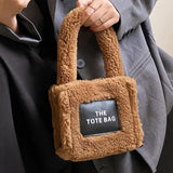 Winter Candy Short Handle Women's Small Totes Bag Faux Fur Hand Bag