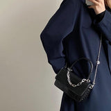 Vintage Crocodile Pattern Messenger Bag with Chain Strap