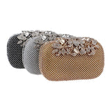 Crystal Flower Evening Bag Clutch Wedding Party Prom Purse Handbag