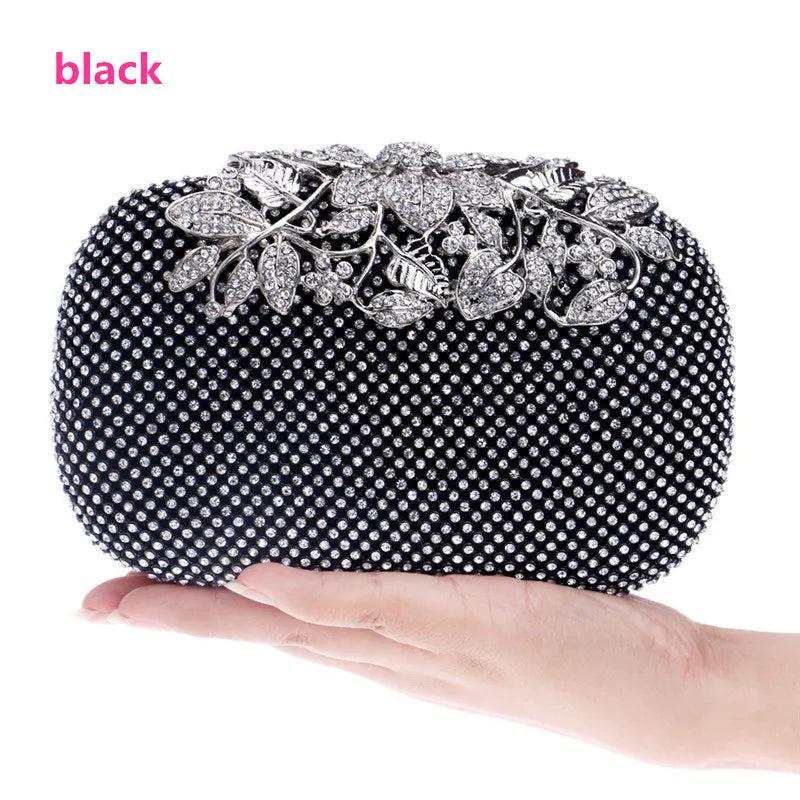 Crystal Flower Evening Bag Clutch Wedding Party Prom Purse Handbag