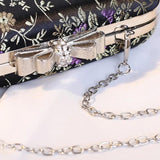 Chinese Vintage Embroidery Flower Satin Evening Bag for Women