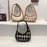 Irregular Shaped Women Shoulder Bags PU Canvas Patchwork Tote Clutch Handbag