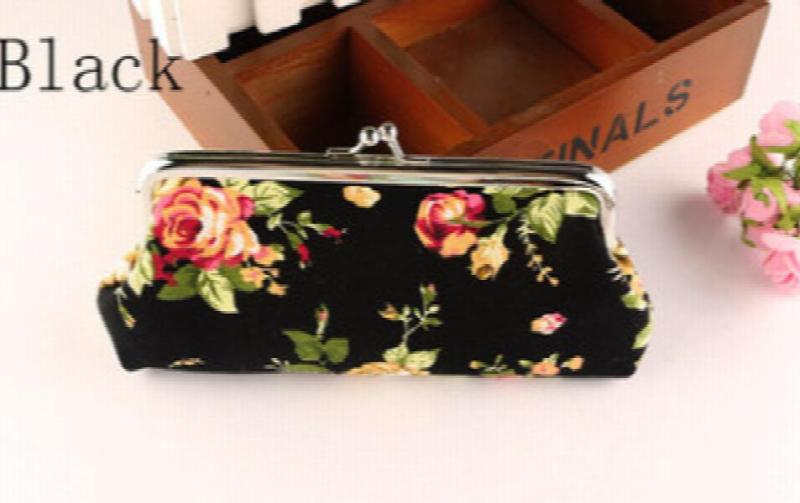 Rose Kiss Lock Clutch Purse
