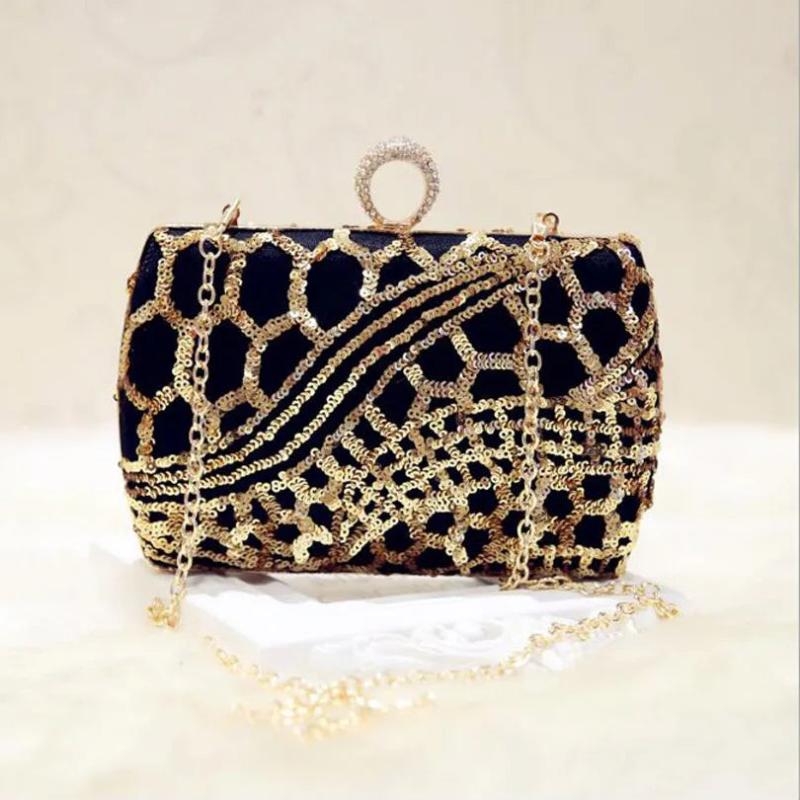 Crystal Evening Bag Sequins Rhinestones Women Evening Bags Vintage Satin