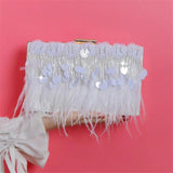 Feather Tassel Evening Bag Flowers Beads Banquet Bag Chain Drop MN1255