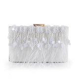 Feather Tassel Evening Bag Flowers Beads Banquet Bag Chain Drop MN1255