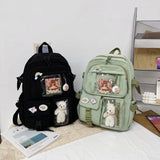 Solid Nylon Backpack Large Capacity Knapsack Handbags Women
