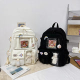 Solid Nylon Backpack Large Capacity Knapsack Handbags Women