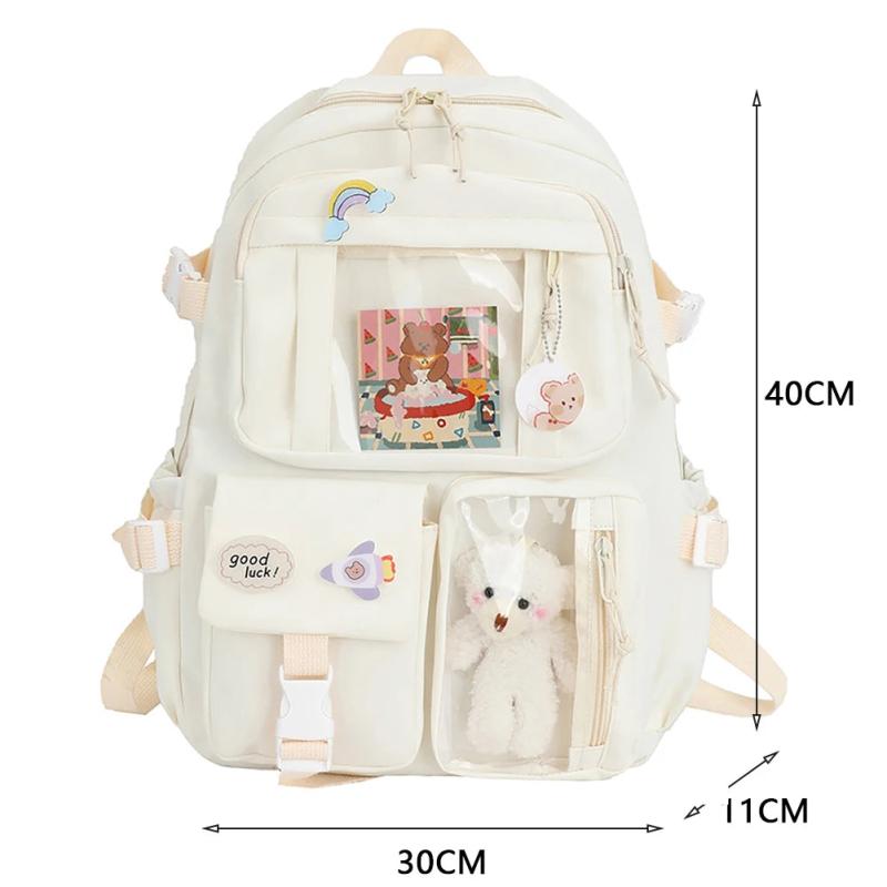 Solid Nylon Backpack Large Capacity Knapsack Handbags Women