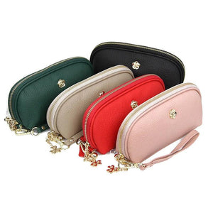 Cow Leather Clutches Ladies Shell Zipper Phone Bag