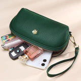 Cow Leather Clutches Ladies Shell Zipper Phone Bag