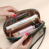 Cow Leather Clutches Ladies Shell Zipper Phone Bag