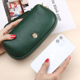 Cow Leather Clutches Ladies Shell Zipper Phone Bag