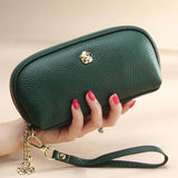 Cow Leather Clutches Ladies Shell Zipper Phone Bag