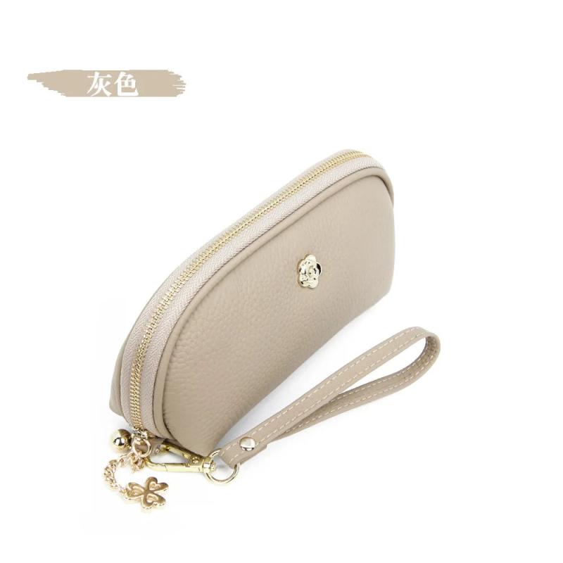 Cow Leather Clutches Ladies Shell Zipper Phone Bag