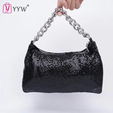 Sequined Crossbody Bag Soft Leather Shoulder Bag