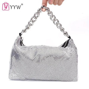 Sequined Crossbody Bag Soft Leather Shoulder Bag