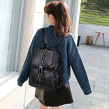 Minimalist PU Leather Women's Backpack Youth Bagpack