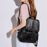 Minimalist PU Leather Women's Backpack Youth Bagpack