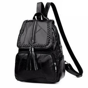 Minimalist PU Leather Women's Backpack Youth Bagpack