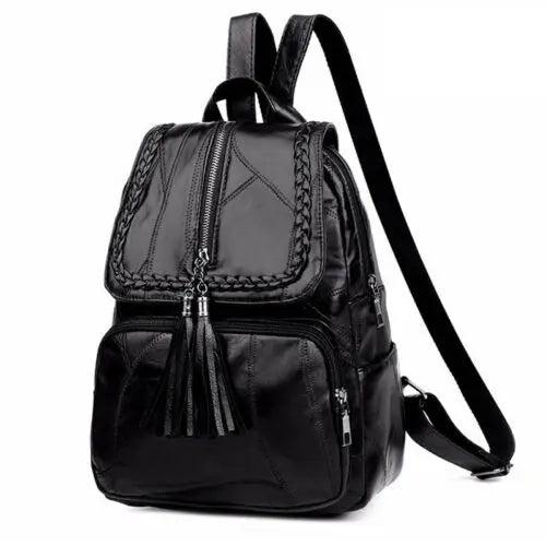 Minimalist PU Leather Women's Backpack Youth Bagpack