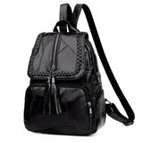 Minimalist PU Leather Women's Backpack Youth Bagpack