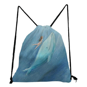 Whale Sea Series Drawstring Backpack Kids Book Bag