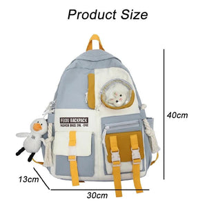 Harajuku Student Backpack Waterproof Nylon Ladies School Bags Women Travel