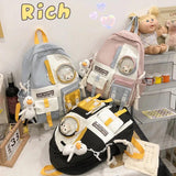 Harajuku Student Backpack Waterproof Nylon Ladies School Bags Women Travel