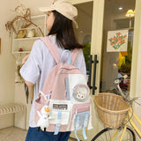 Harajuku Student Backpack Waterproof Nylon Ladies School Bags Women Travel