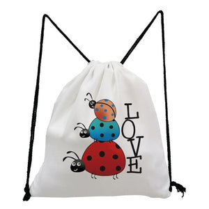 Insect Print Drawstring Backpack for Students, Gift Casual Daypack