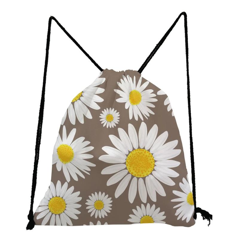 Floral Printed Drawstring Backpack Unisex Eco-Friendly Portable Storage Bag