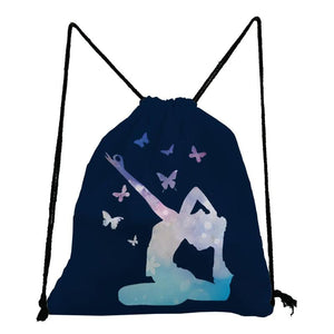 Drawstring Gym Backpack PE Pattern Bag Shoes Ballet Yoga Diving Student Pocket