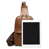Men Leather Chest Sling Packs Shoulder Cross Body Bag