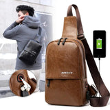 Men Leather Chest Sling Packs Shoulder Cross Body Bag