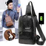 Men Leather Chest Sling Packs Shoulder Cross Body Bag