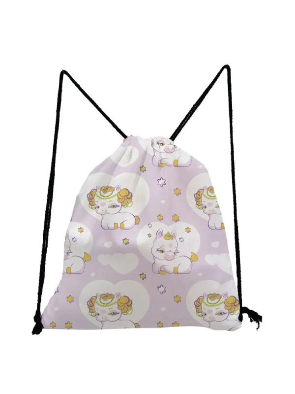 Unicorn Drawstring Backpack Cartoon Gym Bag for Women Men Children