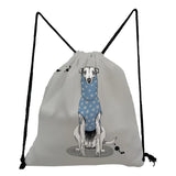 Greyhound Dog Print Backpack Drawstring Travel Shoes Bag
