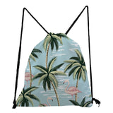 Flamingo Coconut Tree Backpack Eco Shopper Travel Fruit Pouch