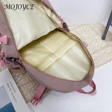 Women Patchwork Solid Preppy Style Backpack Nylon Large Capacity Handbags