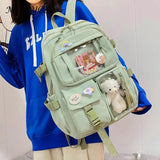Women Patchwork Solid Preppy Style Backpack Nylon Large Capacity Handbags