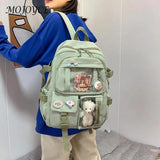 Women Patchwork Solid Preppy Style Backpack Nylon Large Capacity Handbags
