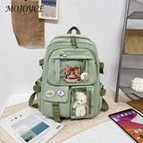 Women Patchwork Solid Preppy Style Backpack Nylon Large Capacity Handbags