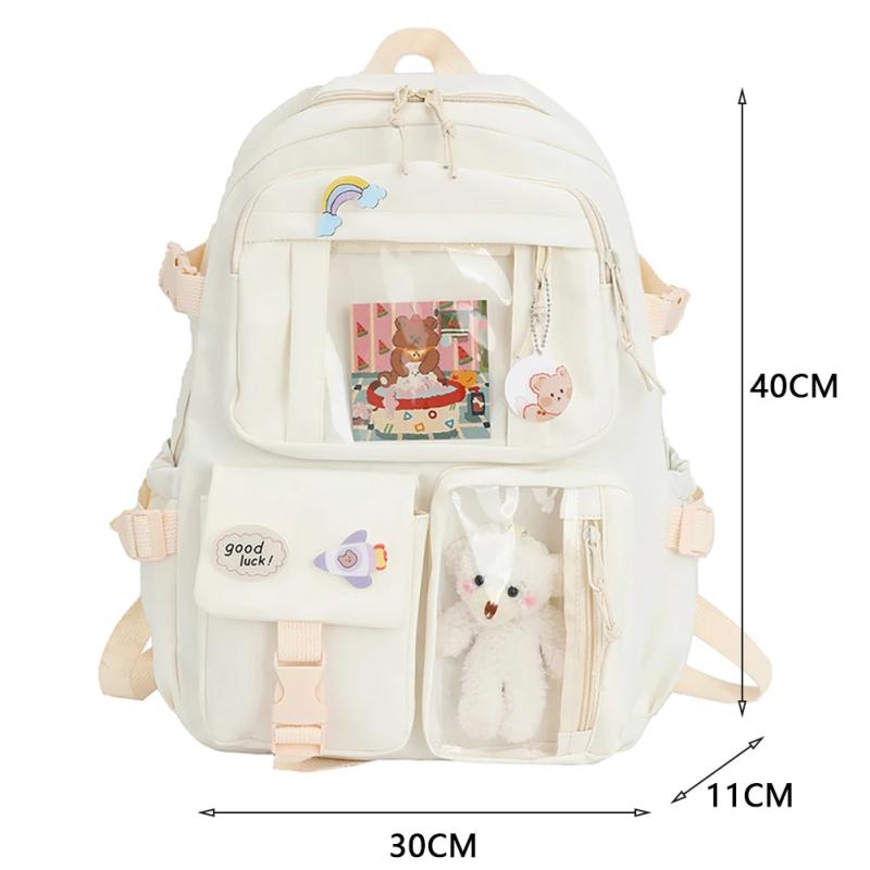 Women Patchwork Solid Preppy Style Backpack Nylon Large Capacity Handbags