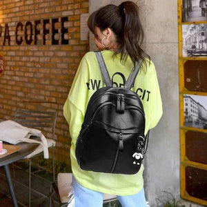 Youth PU Leather Backpack for Teenage Girls School Bag