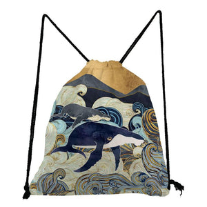 Whale Cloud Landscape Printed Softback Bag Drawstring Backpack