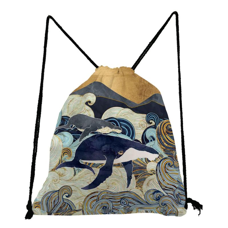 Whale Cloud Landscape Printed Softback Bag Drawstring Backpack
