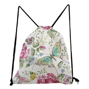 Large Capacity Shoe Bag to School Butterfly Floral Printed Backpack