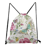 Large Capacity Shoe Bag to School Butterfly Floral Printed Backpack