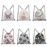 Preppy Kids Drawstring Backpack Floral Butterfly Print School Bag